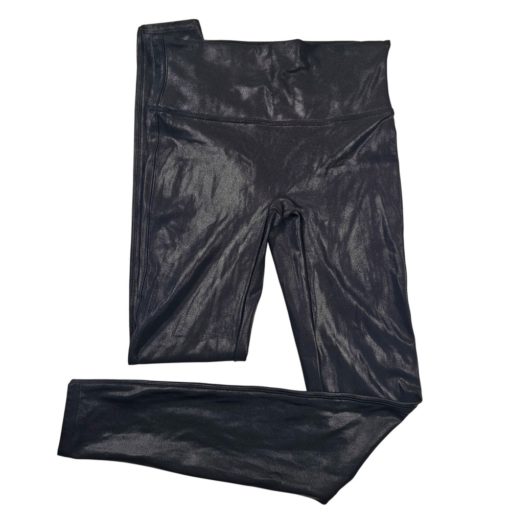 Spanx Faux Leather/Sparkle Leggings Black High Waisted Shaper Size Medβ 20110R